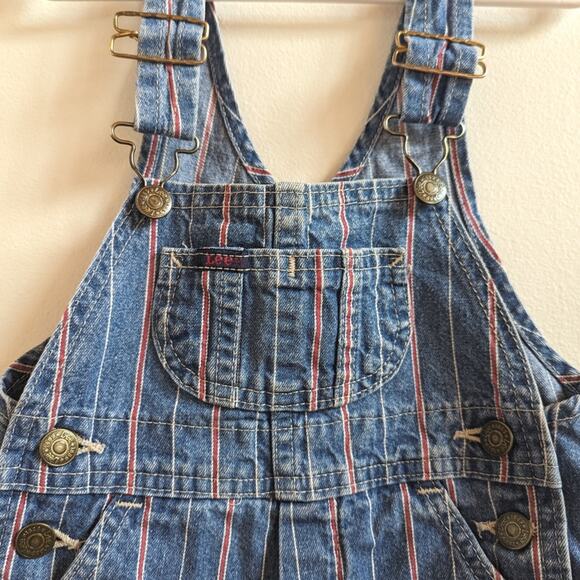 Vtg 90s Lee Jeans Overalls Boys Sz 24m Denim Red Stripe Classic - Picture 3 of 6